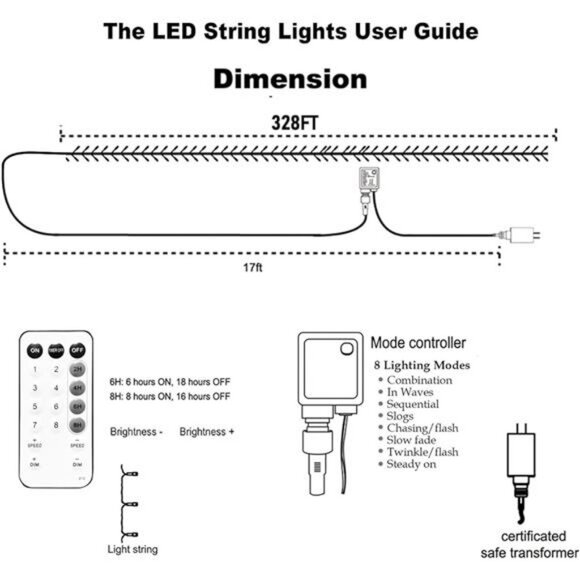 Halloween Lights - 1000 LED 328FT Outdoor Plug-in String Lights With 8 Modes - Picture 2 of 7